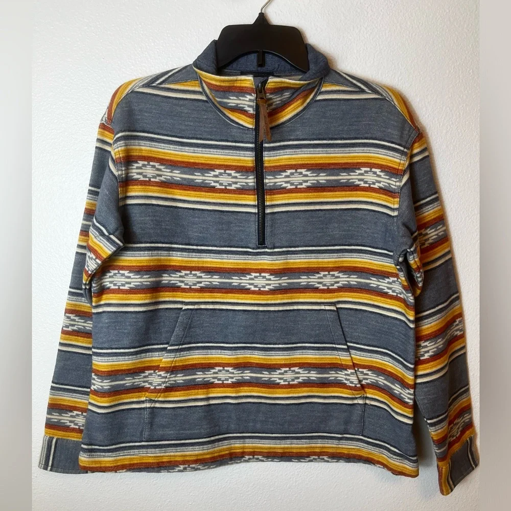 Pendleton Women's Doublesoft Half-Zip Pullover Denim Saltillo Stripe Size XS - Picture 2 of 7
